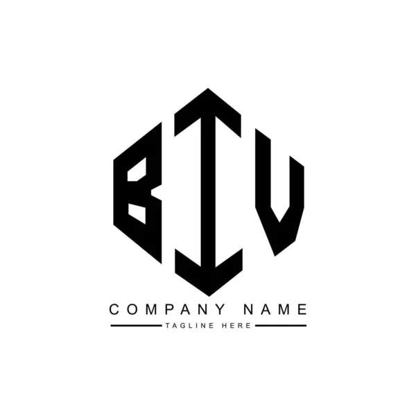 Biv Letter Logo Design Polygon Shape Biv Polygon Cube Shape — Stock Vector
