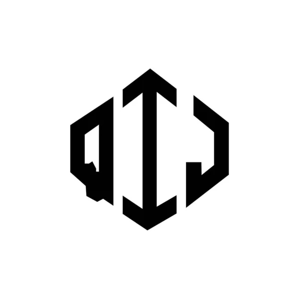 Qij Letter Logo Design Polygon Shape Qij Polygon Cube Shape — Stock Vector