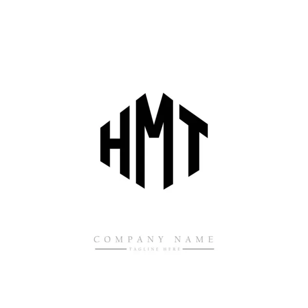 Hmt字母标识设计与多边形 Hmt多边形和立方形标志设计 Hmt六边形矢量标识模板白色和黑色的颜色 Hmt字母表 商业和房地产标志 — 图库矢量图片
