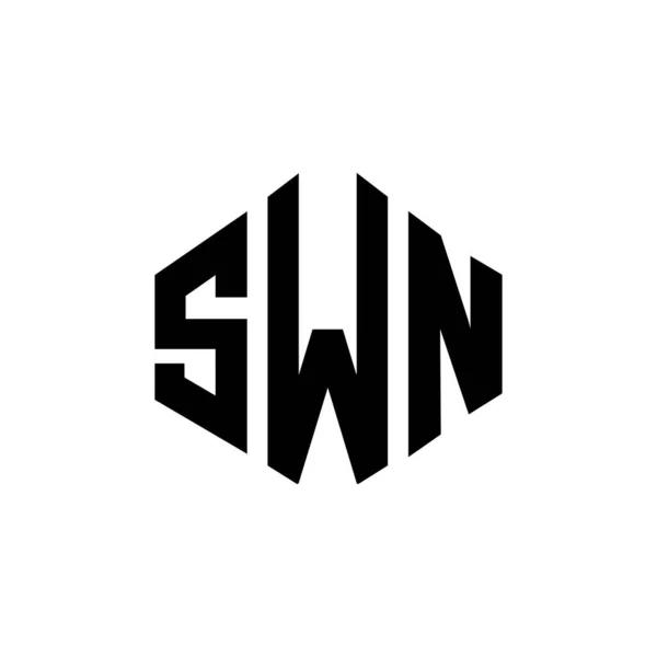 Swn Letter Logo Design Polygon Shape Swn Polygon Cube Shape — Vector de stock