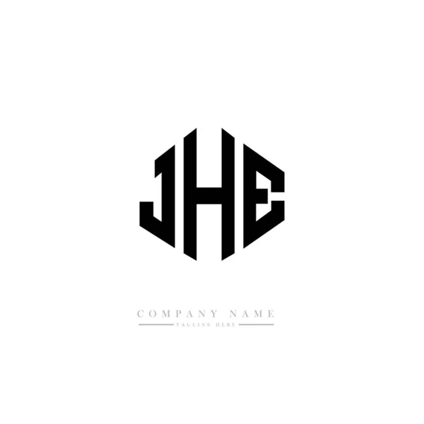 Jhe字母标识设计与多边形 Jhe多边形和立方体的标志设计 Jhe六边形矢量标识模板白色和黑色的颜色 Jhe字母表 商业和房地产标志 — 图库矢量图片
