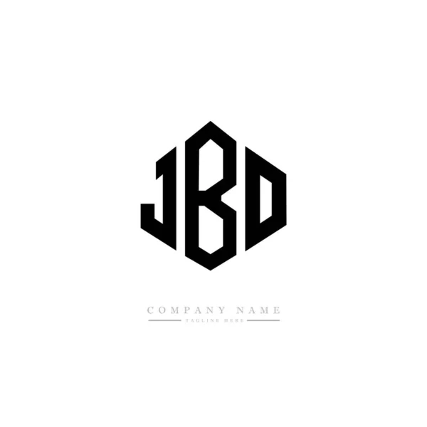 Jbo字母标识设计与多边形 Jbo多边形和立方体的标志设计 Jbo六边形矢量标识模板白色和黑色 Jbo字母表 商业和房地产标志 — 图库矢量图片
