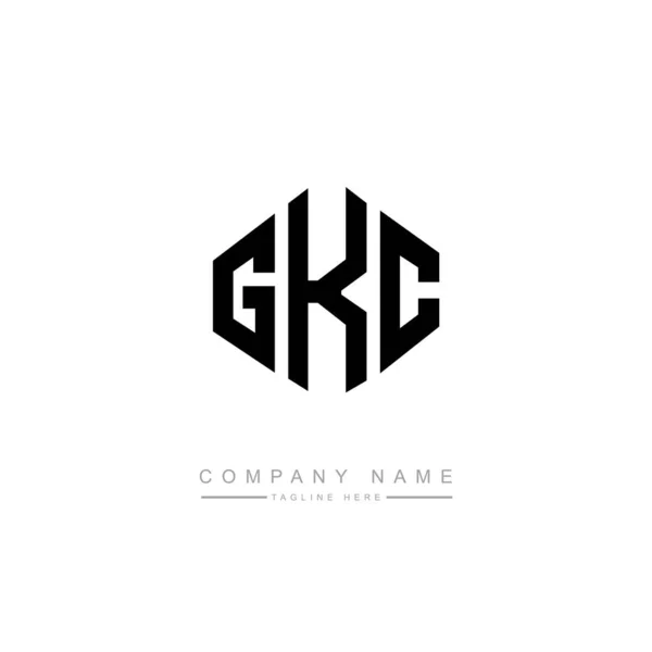 Gkc字母标识设计与多边形 方块形状的标志设计 六边形矢量标识模板白色和黑色的颜色 商业和房地产标志 — 图库矢量图片