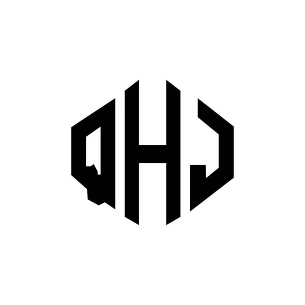 Qhj Letter Logo Design Polygon Shape Qhj Polygon Cube Shape —  Vetores de Stock