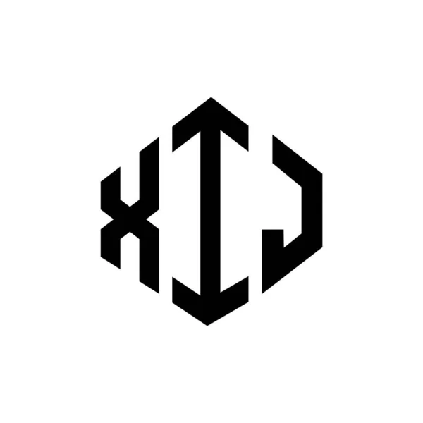 Xij Letter Logo Design Polygon Shape Xij Polygon Cube Shape — Stock Vector