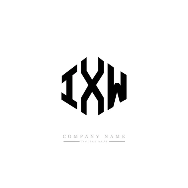 ポリゴン形状のIxwレターロゴデザイン キューブ形のロゴデザイン 六角形ベクトルロゴテンプレート白と黒の色 モノグラム ビジネスや不動産のロゴ — ストックベクタ