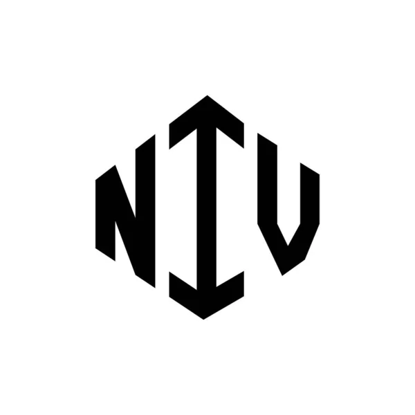Niv Letter Logo Design Polygon Shape Niv Polygon Cube Shape — Vettoriale Stock