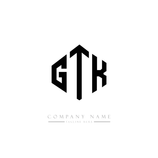 Gtk字母标识设计与多边形 方块形状的标志设计 六边形矢量标识模板白色和黑色的颜色 商业和房地产标志 — 图库矢量图片