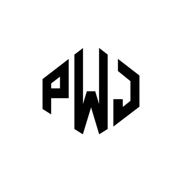 Pwj Letter Logo Design Polygon Shape Pwj Polygon Cube Shape — Stockový vektor