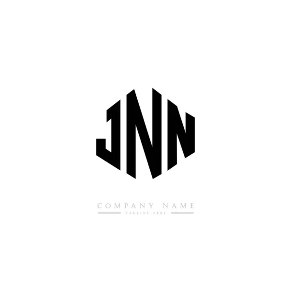 Jnn Letter Logo Design Polygon Shape Jnn Polygon Cube Shape — Vetor de Stock