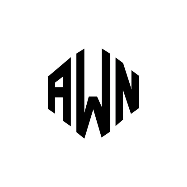 多角形のAwn文字ロゴデザイン Awnポリゴンとキューブ形状のロゴデザイン Awn六角形ベクトルロゴテンプレート白と黒の色 Awnモノグラム ビジネスや不動産のロゴ — ストックベクタ