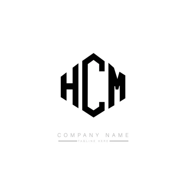 Hcm字母标识设计与多边形 Hcm多边形和立方形标志设计 Hcm六边形矢量标识模板白色和黑色 Hcm字母表 商业和房地产标志 — 图库矢量图片