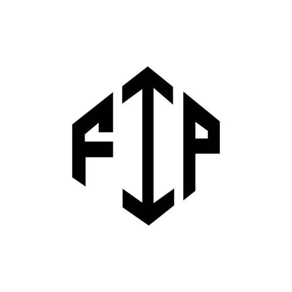 Çokgen Şekilli Fip Harf Logosu Tasarımı Fip Çokgen Küp Şeklinde — Stok Vektör