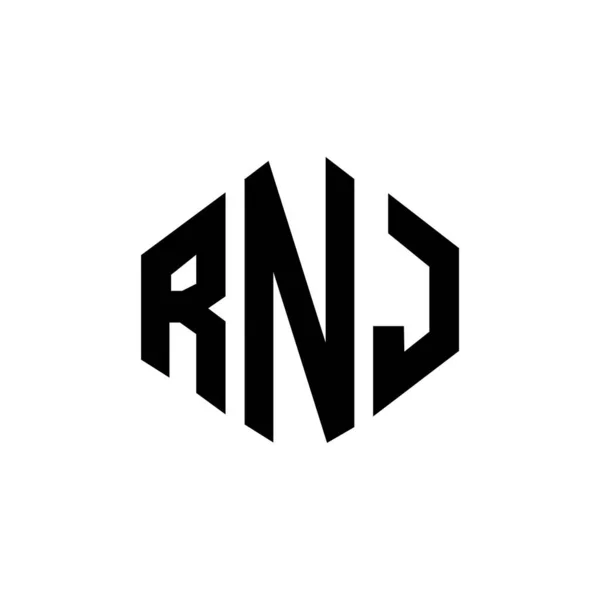 Rnj Letter Logo Design Polygon Shape Rnj Polygon Cube Shape — Stock vektor