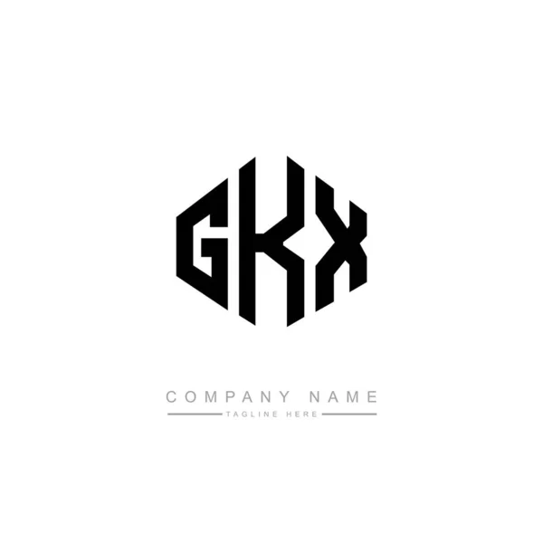 Gkx字母标识设计与多边形 方块形状的标志设计 六边形矢量标识模板白色和黑色的颜色 商业和房地产标志 — 图库矢量图片