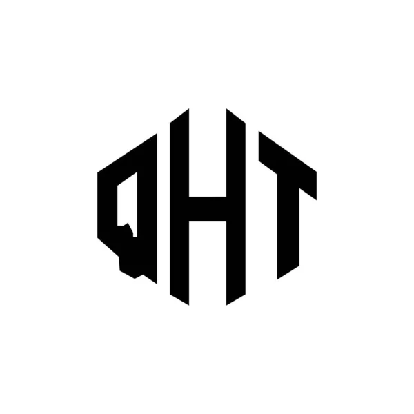 Çokgen Şekilli Qht Harf Logosu Tasarımı Qht Çokgen Küp Şeklinde — Stok Vektör
