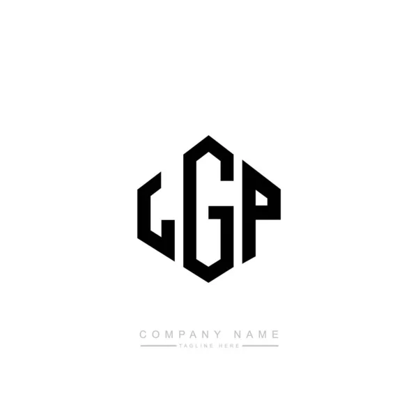 多角形のLgp文字ロゴデザイン キューブ形のロゴデザイン 六角形ベクトルロゴテンプレート白と黒の色 モノグラム ビジネスや不動産のロゴ — ストックベクタ