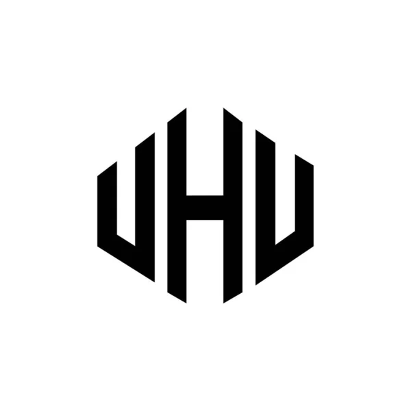 Uhu Letter Logo Design Polygon Shape Uhu Polygon Cube Shape — Stockvector