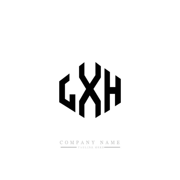 Lxh字母标识设计与多边形 方块形状的标志设计 六边形矢量标识模板白色和黑色的颜色 商业和房地产标志 — 图库矢量图片