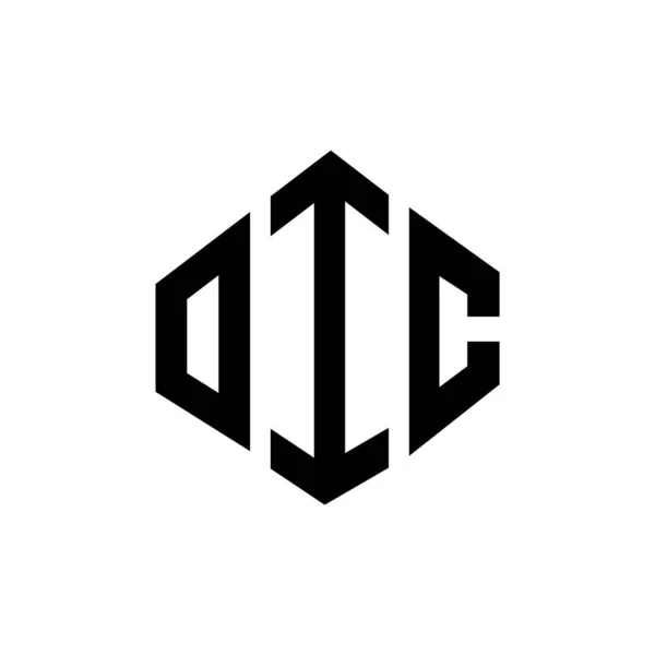 具有多边形图案的Oic字母标识设计 Oic多边形和立方形标志设计 Oic六边形矢量标识模板白色和黑色的颜色 伊斯兰会议组织的名称 商业和房地产标识 — 图库矢量图片