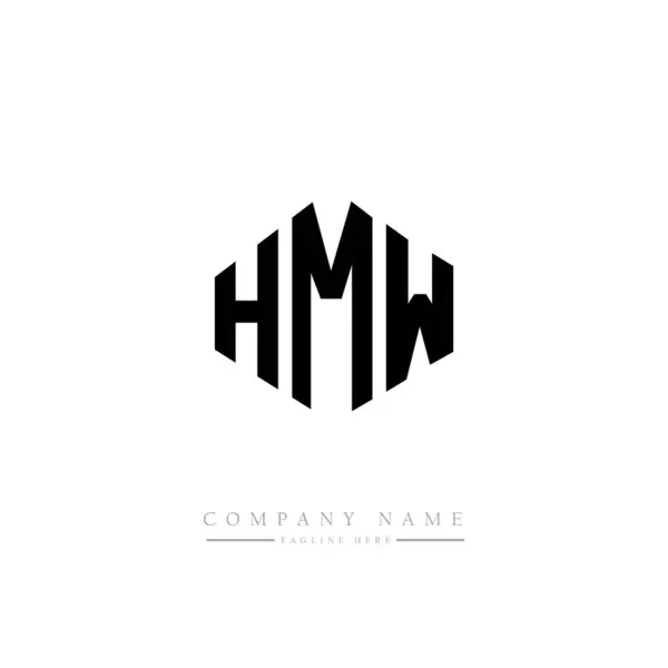 具有多边形的Hmw字母标识设计 Hmw多边形和立方形标志设计 Hmw六边形矢量标识模板白色和黑色 Hmw字母表 商业及地产标志 — 图库矢量图片