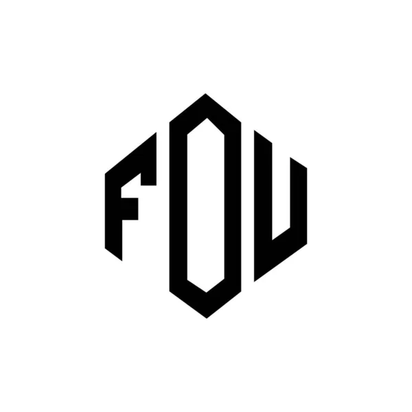 Fou Letter Logo Design Polygon Shape Fou Polygon Cube Shape — Stock Vector