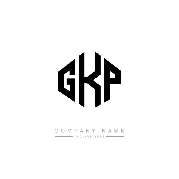 Gkp字母标识设计与多边形 方块形状的标志设计 六边形矢量标识模板白色和黑色的颜色 商业和房地产标志 — 图库矢量图片