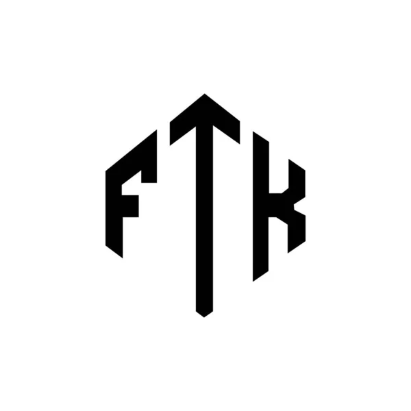 Design Logotipo Letra Ftk Com Forma Polígono Ftk Polígono Design — Vetor de Stock