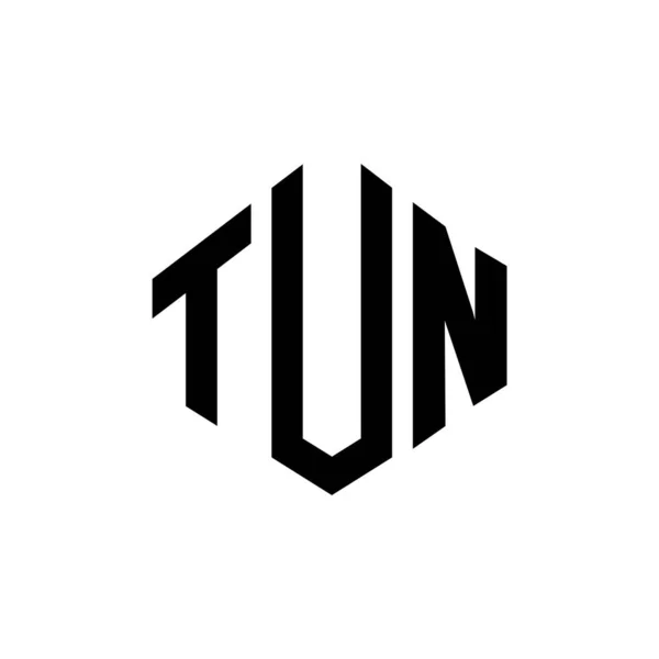 Tun Letter Logo Design Polygon Shape Tun Polygon Cube Shape — стоковый вектор