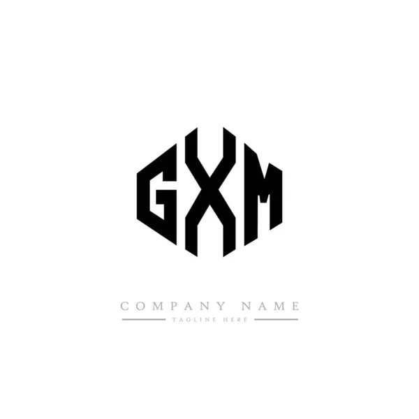 Gxm字母标识设计与多边形 方块形状的标志设计 六边形矢量标识模板白色和黑色的颜色 商业和房地产标志 — 图库矢量图片