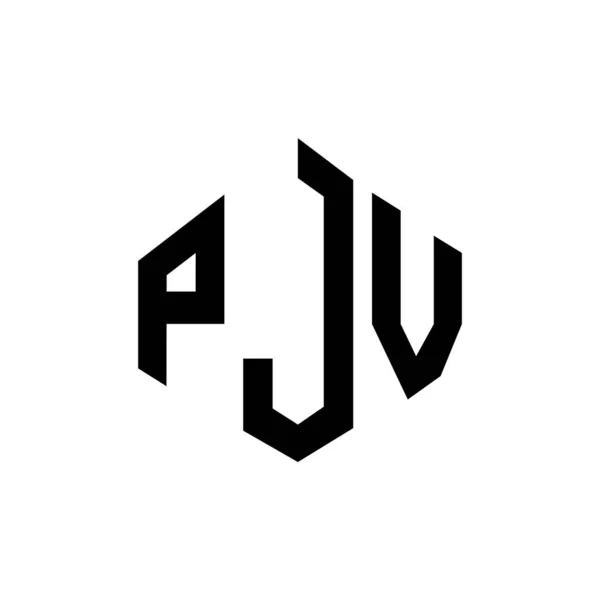 Pjv Letter Logo Design Polygon Shape Pjv Polygon Cube Shape — Stok Vektör