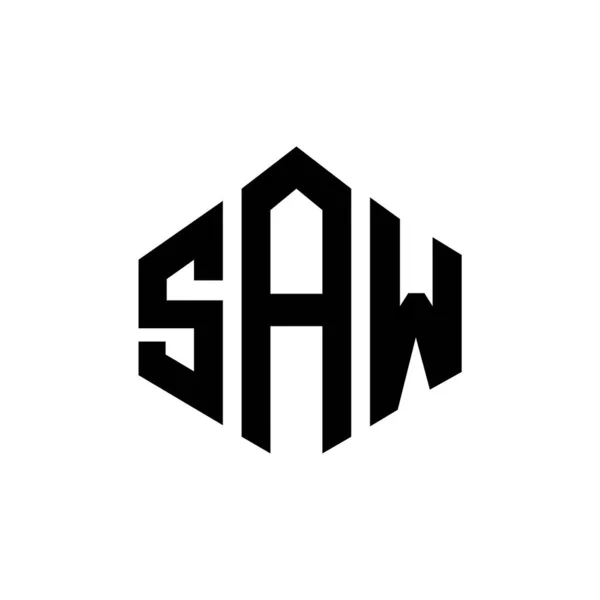 ポリゴン形状のSaw文字ロゴデザイン Sawポリゴンとキューブ形状のロゴデザイン Saw六角形ベクトルロゴテンプレート白と黒の色 Sawモノグラム ビジネスや不動産のロゴ — ストックベクタ