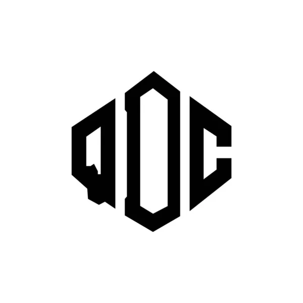 带有多边形的Qdc字母标识设计 Qdc多边形和立方体的标志设计 Qdc六边形矢量标识模板白色和黑色的颜色 Qdc字母表 商业及地产标志 — 图库矢量图片
