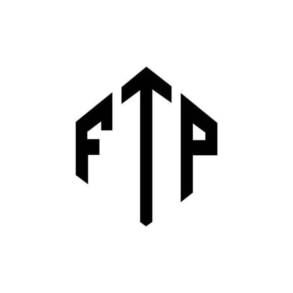 Çokgen Şekilli Ftp Harf Logosu Tasarımı Ftp Çokgen Küp Şeklinde — Stok Vektör