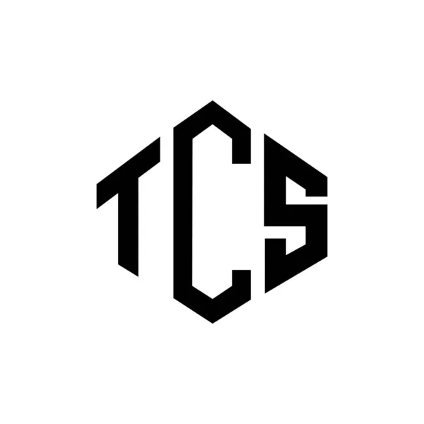 带有多边形的Tcs字母标识设计 Tcs多边形和立方形标志设计 Tcs六边形矢量标识模板白色和黑色 Tcs字母表 商业及地产标志 — 图库矢量图片