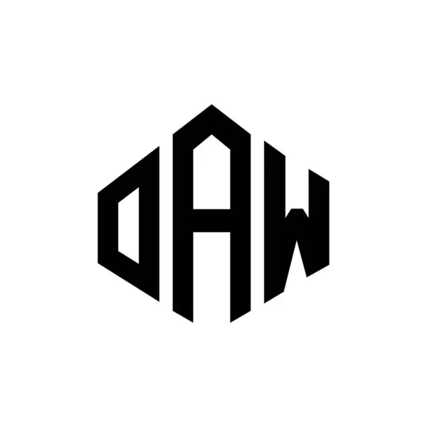 多角形のOaw文字ロゴデザイン Oawポリゴンとキューブ形状のロゴデザイン Oaw六角形ベクトルロゴテンプレート白と黒の色 Oawモノグラム ビジネスや不動産のロゴ — ストックベクタ