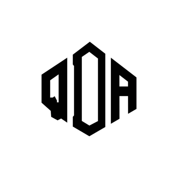 Qda字母标识设计与多边形 Qda多边形和立方形标志设计 Qda六边形矢量标识模板白色和黑色 Qda字母表 商业和房地产标志 — 图库矢量图片