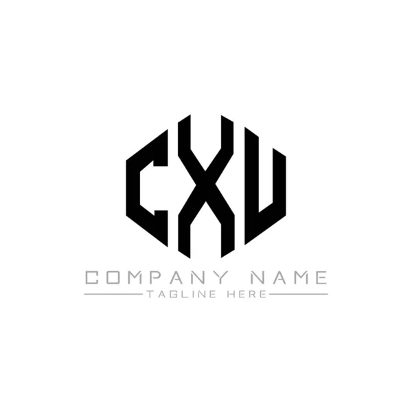 Stock vector CXU letter logo design with polygon shape. CXU polygon and cube shape logo design. CXU hexagon vector logo template white and black colors. CXU monogram, business and real estate logo.