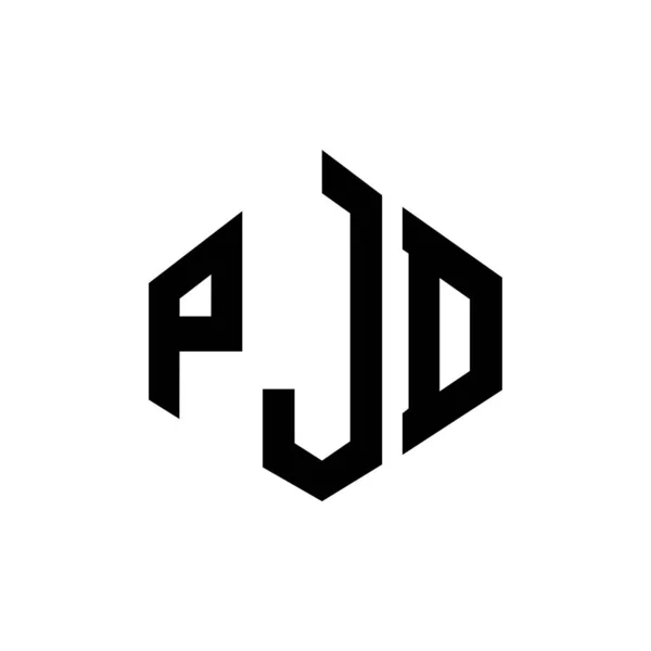 Pjd Letter Logo Design Polygon Shape Pjd Polygon Cube Shape — ストックベクタ
