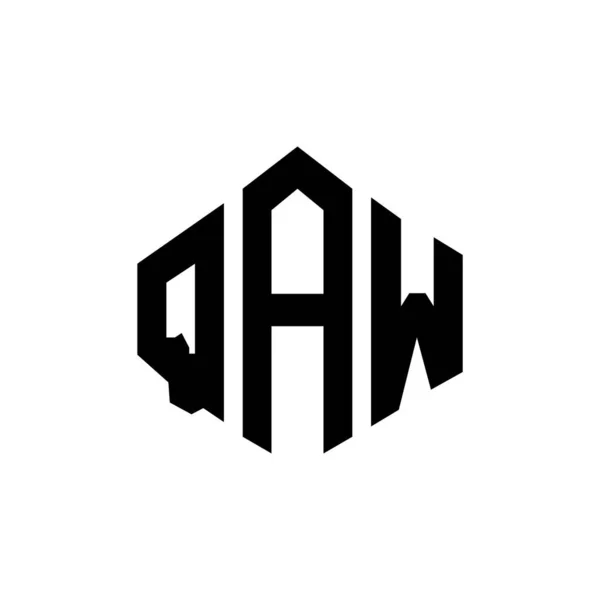 多角形のQaw文字ロゴデザイン Qawポリゴンとキューブ形状のロゴデザイン Qaw六角形ベクトルロゴテンプレート白と黒の色 Qawモノグラム ビジネスや不動産のロゴ — ストックベクタ