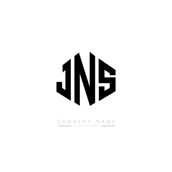 Jns字母标识设计与多边形 Jns多边形和立方体形状标志设计 Jns六边形矢量标识模板白色和黑色 Jns字母表 商业和房地产标志 — 图库矢量图片