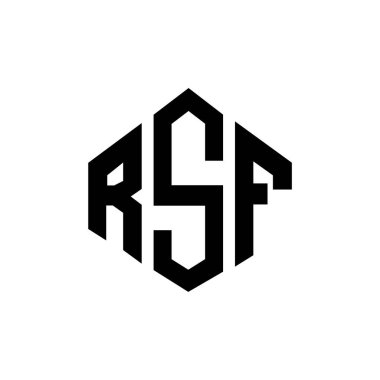 RSF letter logo design with polygon shape. RSF polygon and cube shape logo design. RSF hexagon vector logo template white and black colors. RSF monogram, business and real estate logo.