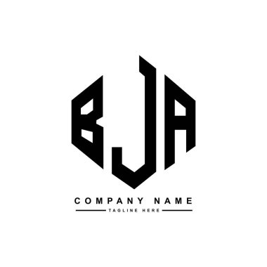 BJA letter logo design with polygon shape. BJA polygon and cube shape logo design. BJA hexagon vector logo template white and black colors. BJA monogram, business and real estate logo.