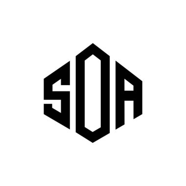 Çokgen şekilli SOA harf logosu tasarımı. SOA çokgen ve küp şeklinde logo tasarımı. SOA altıgen vektör logosu beyaz ve siyah renklerde. SOA monogramı, iş ve emlak logosu.