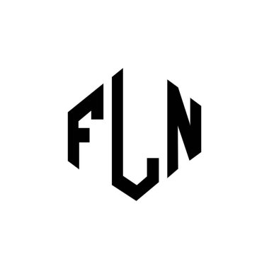 Çokgen şekilli FLN harf logosu tasarımı. FLN çokgen ve küp şeklinde logo tasarımı. FLN altıgen vektör logo şablonu beyaz ve siyah renkler. FLN monogramı, iş ve emlak logosu.