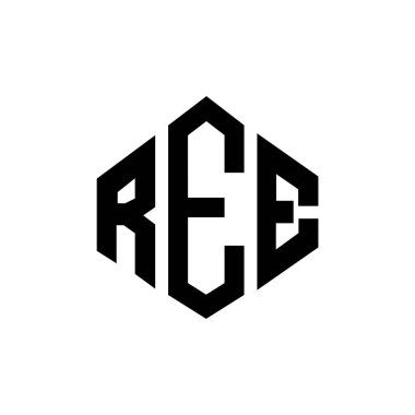 REE letter logo design with polygon shape. REE polygon and cube shape logo design. REE hexagon vector logo template white and black colors. REE monogram, business and real estate logo.