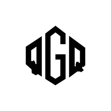 Çokgen şekilli QGQ harf logosu tasarımı. QGQ çokgen ve küp şeklinde logo tasarımı. QGQ altıgen vektör logosu beyaz ve siyah renkler. QGQ monogramı, iş ve emlak logosu.