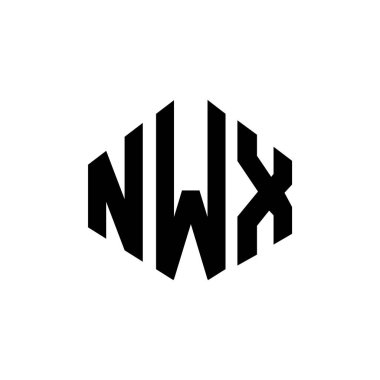 NWX letter logo design with polygon shape. NWX polygon and cube shape logo design. NWX hexagon vector logo template white and black colors. NWX monogram, business and real estate logo.