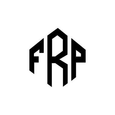 FRP letter logo design with polygon shape. FRP polygon and cube shape logo design. FRP hexagon vector logo template white and black colors. FRP monogram, business and real estate logo.