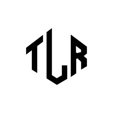 Çokgen şekilli TLR harf logosu tasarımı. TLR çokgen ve küp şeklinde logo tasarımı. TLR altıgen vektör logosu beyaz ve siyah renkler. TLR monogramı, iş ve emlak logosu.